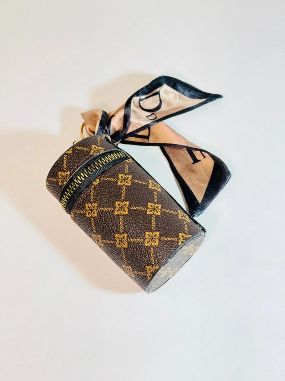 Cylindrical Bag charm with Scarf Accent - Picture 1 of 2